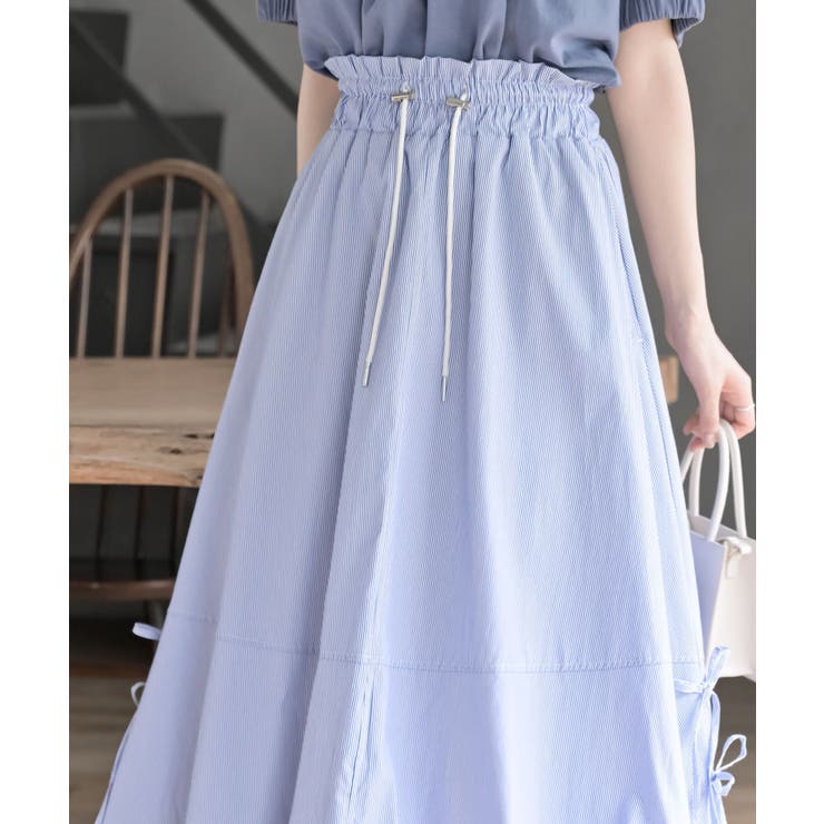ストライプサイドリボンバルーンロングスカート | rps | 詳細画像15 