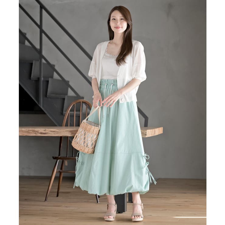 ストライプサイドリボンバルーンロングスカート | rps | 詳細画像2 