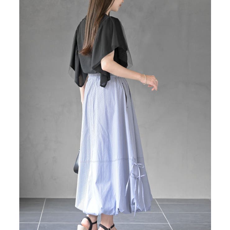 ストライプサイドリボンバルーンロングスカート | rps | 詳細画像20 