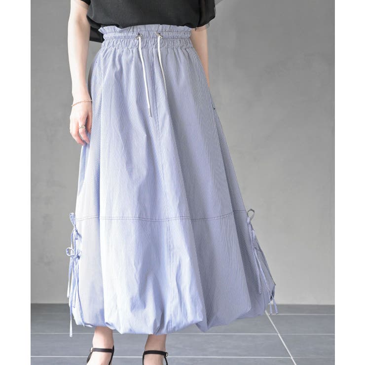 ストライプサイドリボンバルーンロングスカート | rps | 詳細画像23 