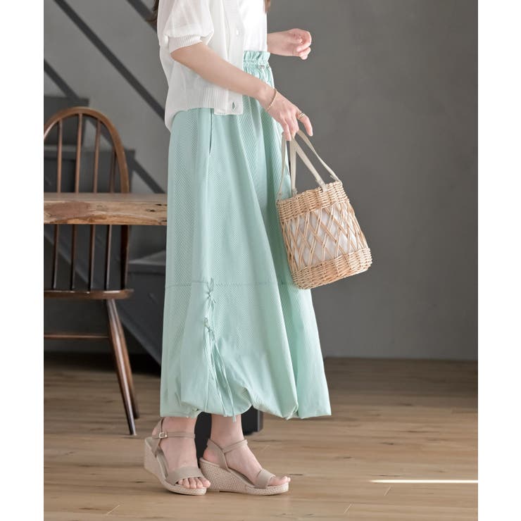 ストライプサイドリボンバルーンロングスカート | rps | 詳細画像3 