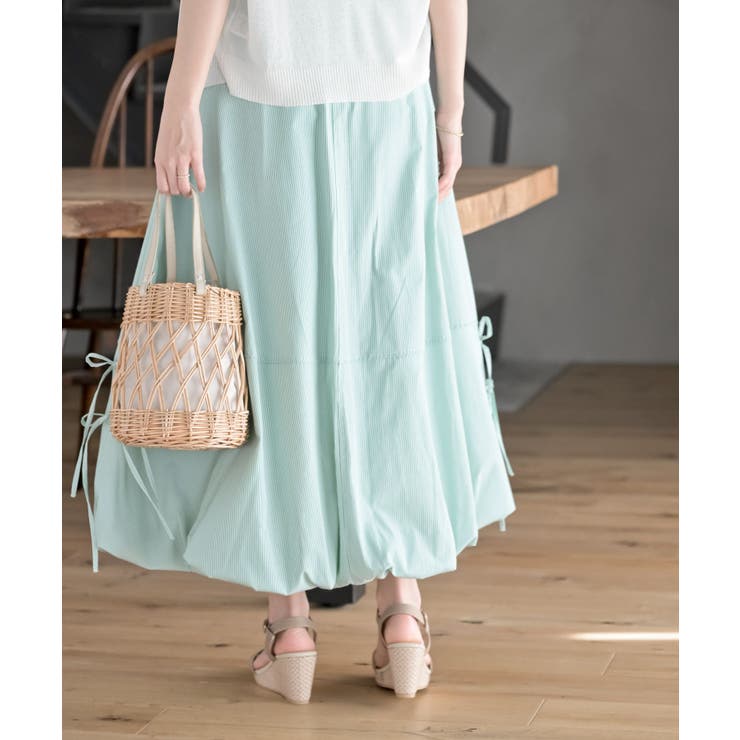 ストライプサイドリボンバルーンロングスカート | rps | 詳細画像8 