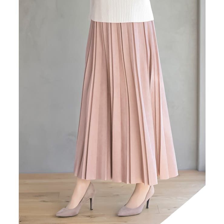 Pベージュ | ランダムプリーツスウェードスカート | rps