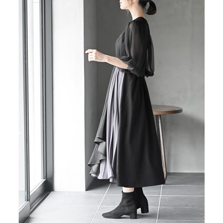 シフォンプリーツ切替Ｓスウェードジャンドレ | rps | 詳細画像13 