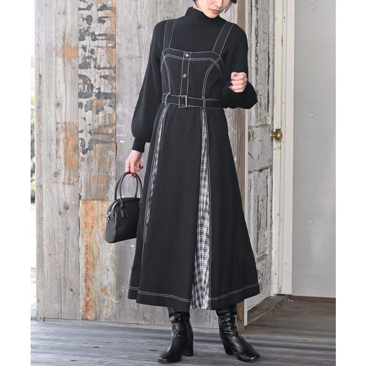 チェックプリーツ切替ジャンドレ[品番：RPSW0003026]｜rps（アール