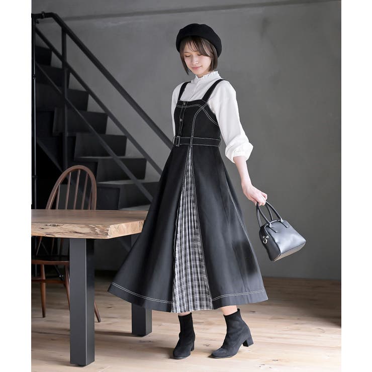 チェックプリーツ切替ジャンドレ[品番：RPSW0003026]｜rps（アール