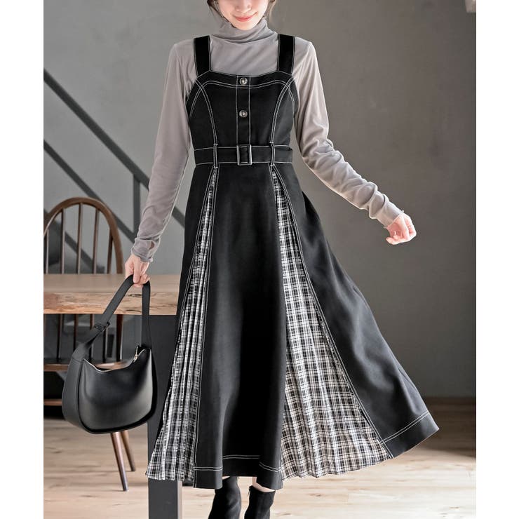 チェックプリーツ切替ジャンドレ | rps | 詳細画像1 