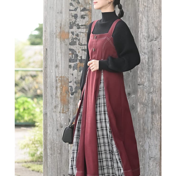 チェックプリーツ切替ジャンドレ | rps | 詳細画像3 