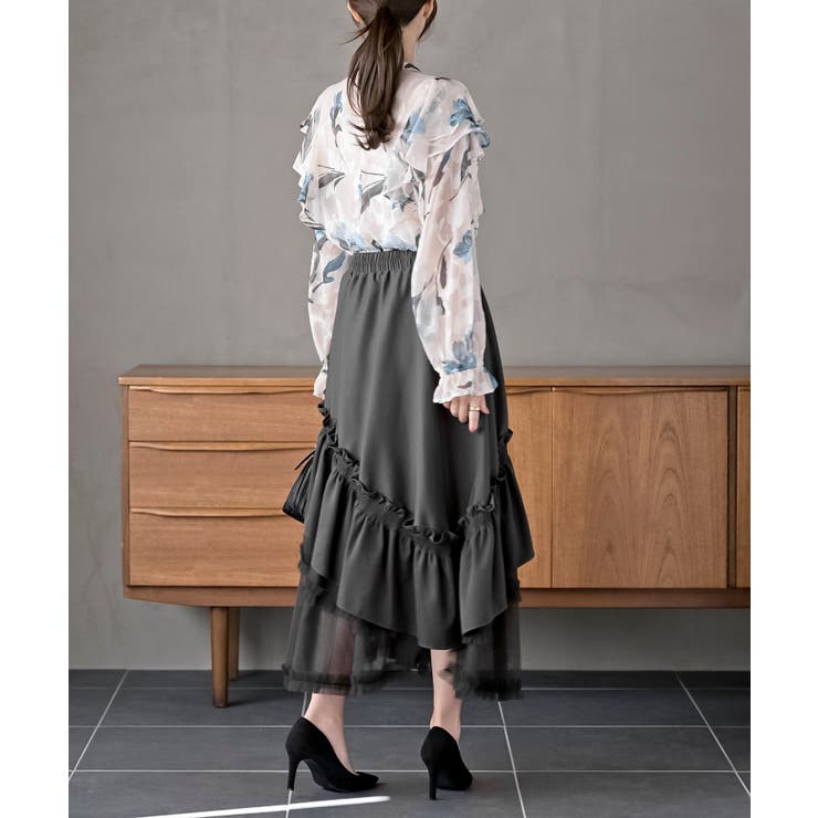 チュールフリル切替アシメトリースカート | rps | 詳細画像12 