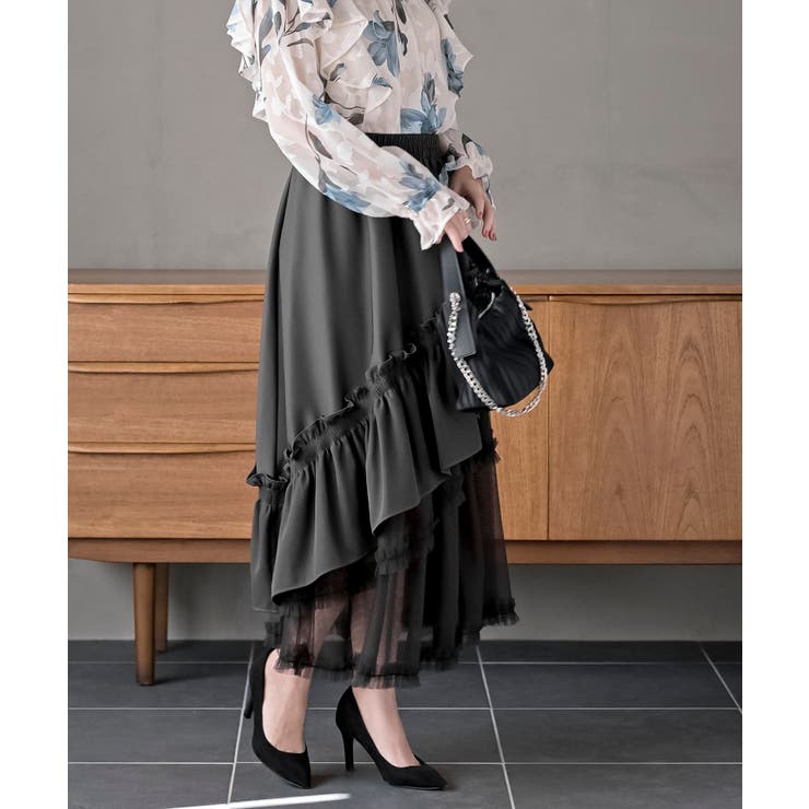 チュールフリル切替アシメトリースカート | rps | 詳細画像13 