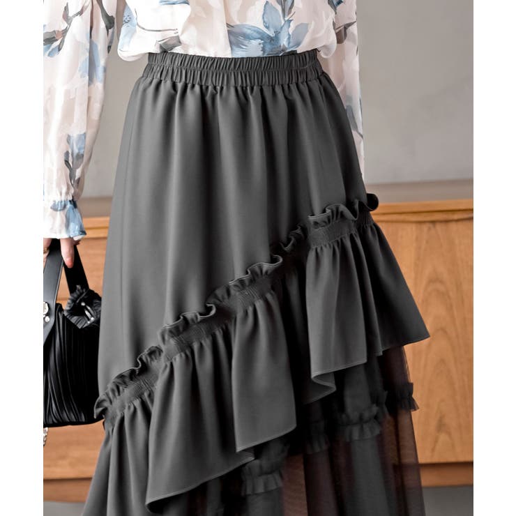 チュールフリル切替アシメトリースカート | rps | 詳細画像14 