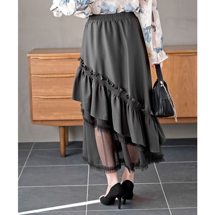 チュールフリル切替アシメトリースカート | rps | 詳細画像16 