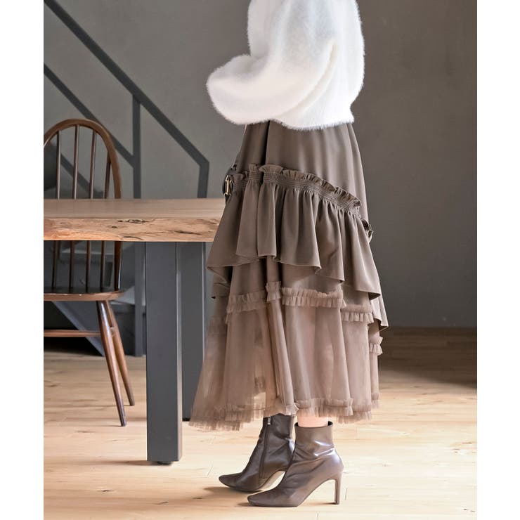 チュールフリル切替アシメトリースカート | rps | 詳細画像19 