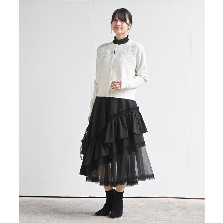 チュールフリル切替アシメトリースカート | rps | 詳細画像2 