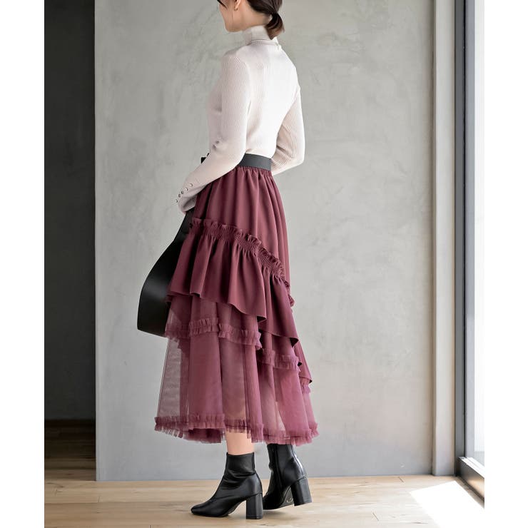 チュールフリル切替アシメトリースカート | rps | 詳細画像29 