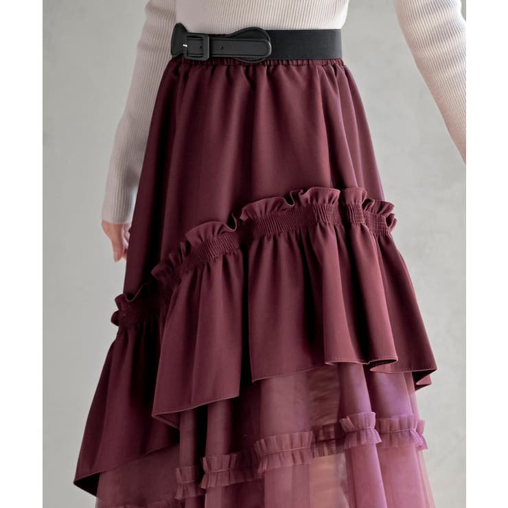 チュールフリル切替アシメトリースカート | rps | 詳細画像31 