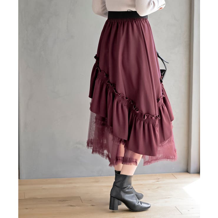 チュールフリル切替アシメトリースカート | rps | 詳細画像33 