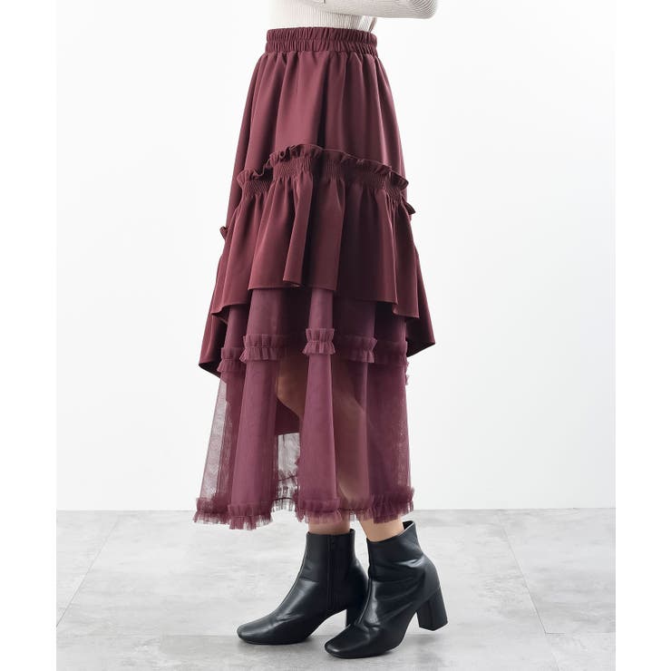 チュールフリル切替アシメトリースカート | rps | 詳細画像35 