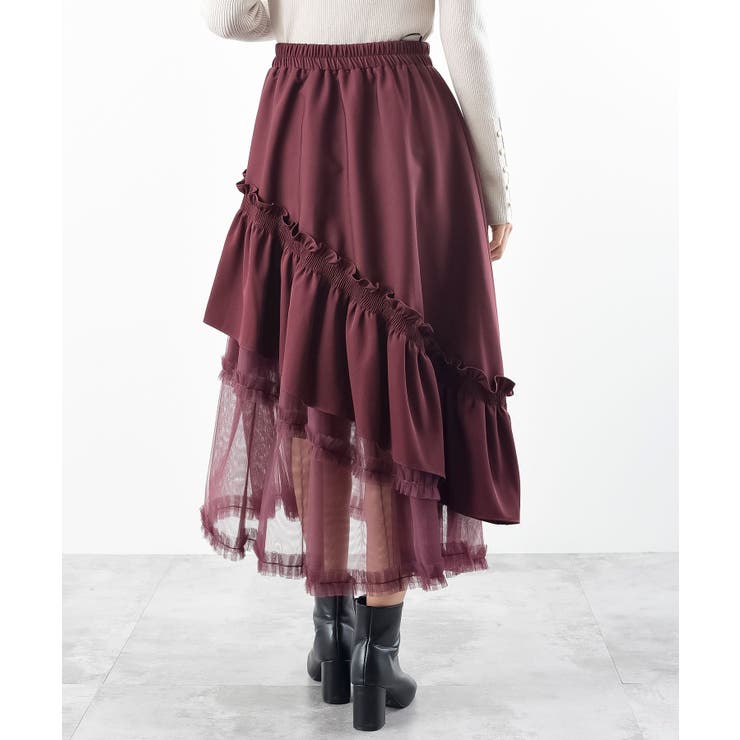 チュールフリル切替アシメトリースカート | rps | 詳細画像36 