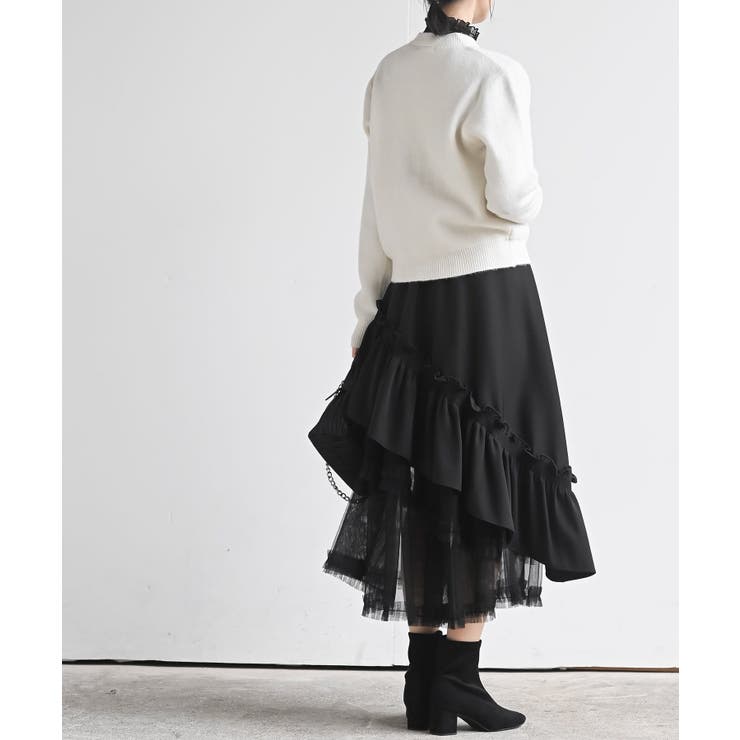 チュールフリル切替アシメトリースカート | rps | 詳細画像4 