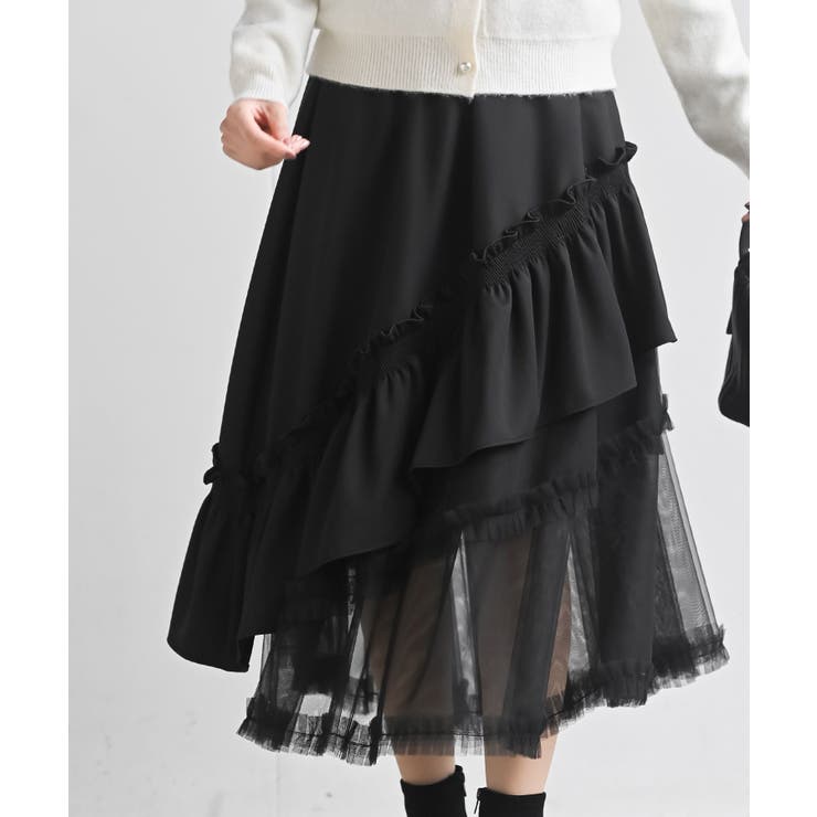 チュールフリル切替アシメトリースカート | rps | 詳細画像6 
