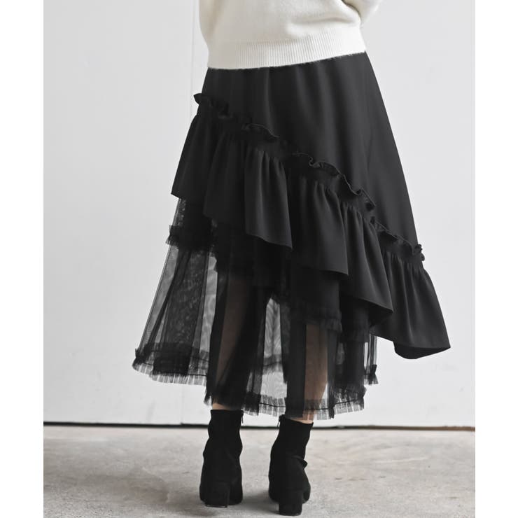 チュールフリル切替アシメトリースカート | rps | 詳細画像8 