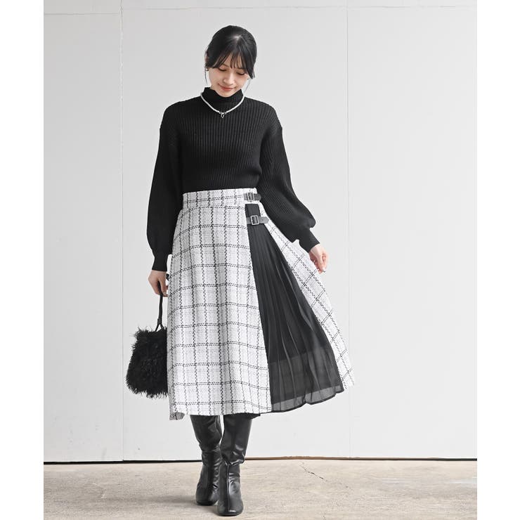 ツィードチェック×プリーツ切替スカート | rps | 詳細画像2 