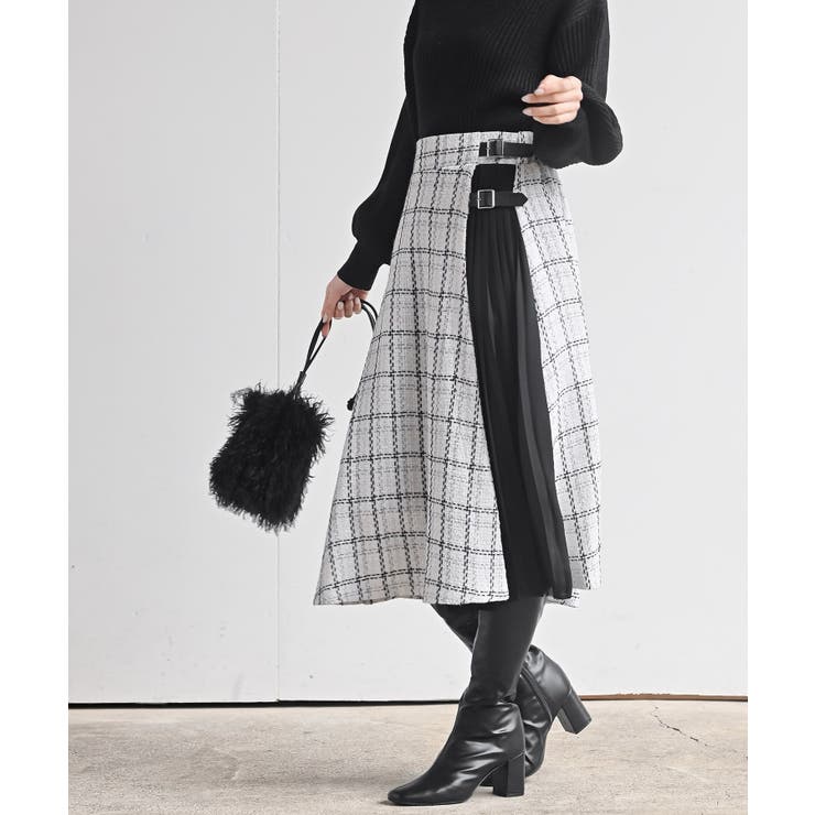 ツィードチェック×プリーツ切替スカート | rps | 詳細画像3 