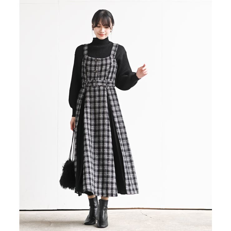 シフォンプリーツ切替ツィードジャンドレ | rps | 詳細画像13 