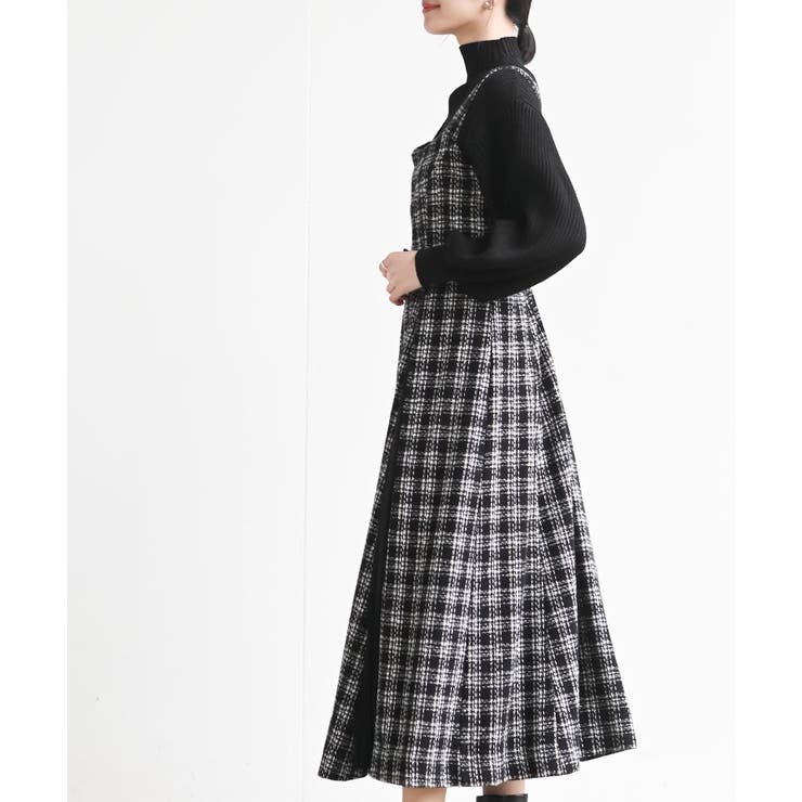 シフォンプリーツ切替ツィードジャンドレ | rps | 詳細画像14 