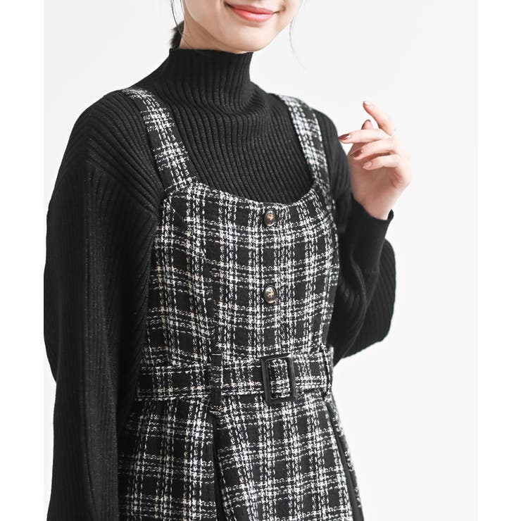 シフォンプリーツ切替ツィードジャンドレ | rps | 詳細画像17 