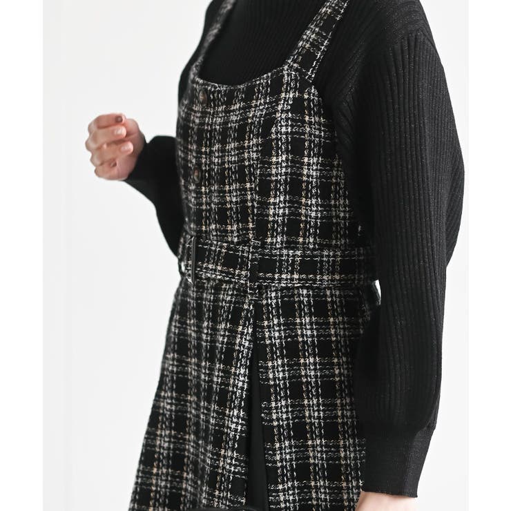 シフォンプリーツ切替ツィードジャンドレ | rps | 詳細画像18 