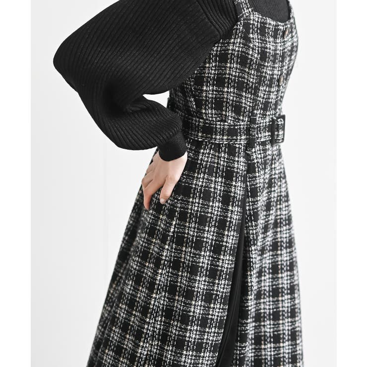 シフォンプリーツ切替ツィードジャンドレ | rps | 詳細画像20 