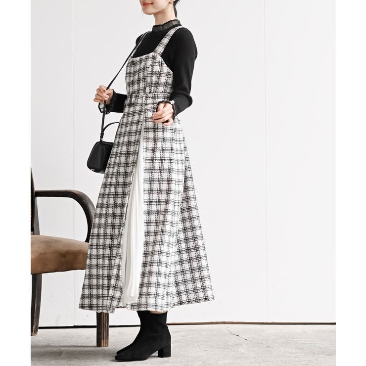 シフォンプリーツ切替ツィードジャンドレ | rps | 詳細画像5 