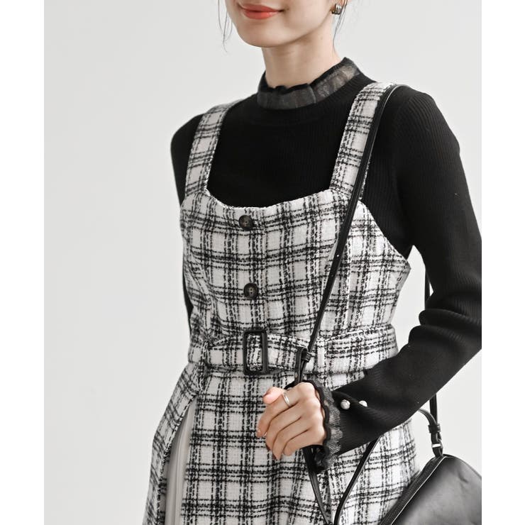 シフォンプリーツ切替ツィードジャンドレ | rps | 詳細画像6 