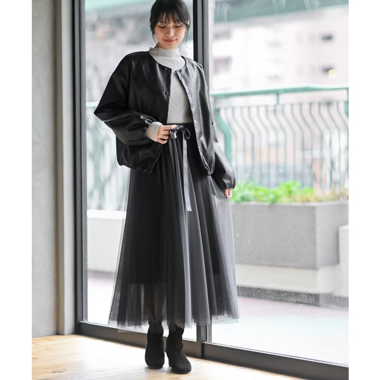 ウエストリボンチュール配色ロングスカート | rps | 詳細画像13 