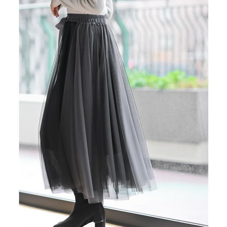 ウエストリボンチュール配色ロングスカート | rps | 詳細画像17 