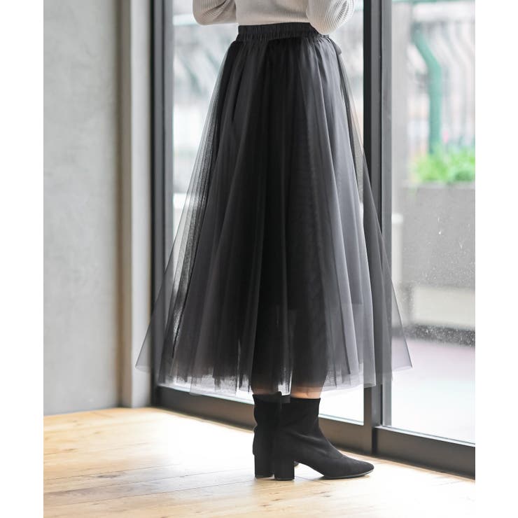 ウエストリボンチュール配色ロングスカート | rps | 詳細画像18 