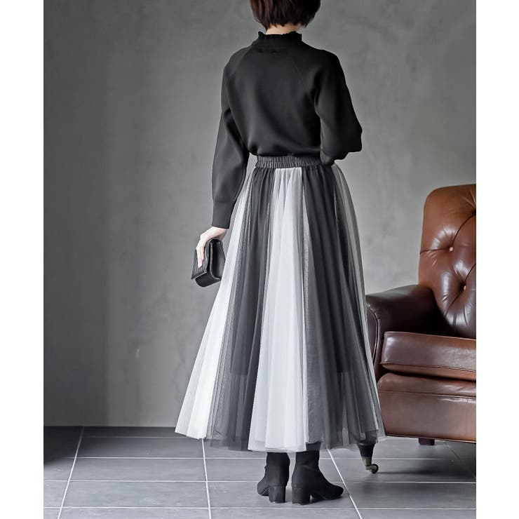 ウエストリボンチュール配色ロングスカート | rps | 詳細画像22 