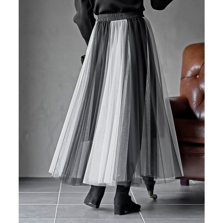 ウエストリボンチュール配色ロングスカート | rps | 詳細画像26 