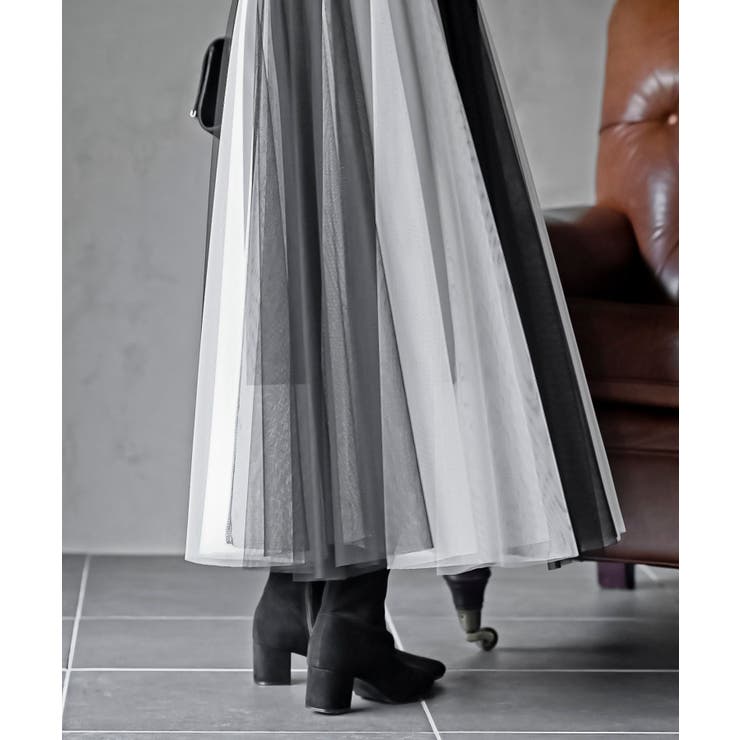 ウエストリボンチュール配色ロングスカート | rps | 詳細画像27 