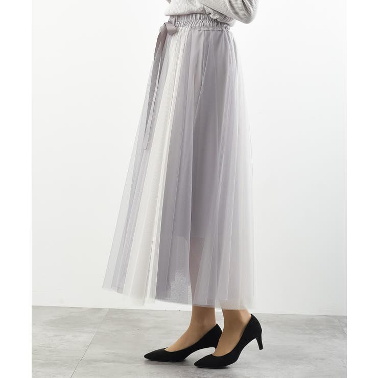 ウエストリボンチュール配色ロングスカート | rps | 詳細画像28 