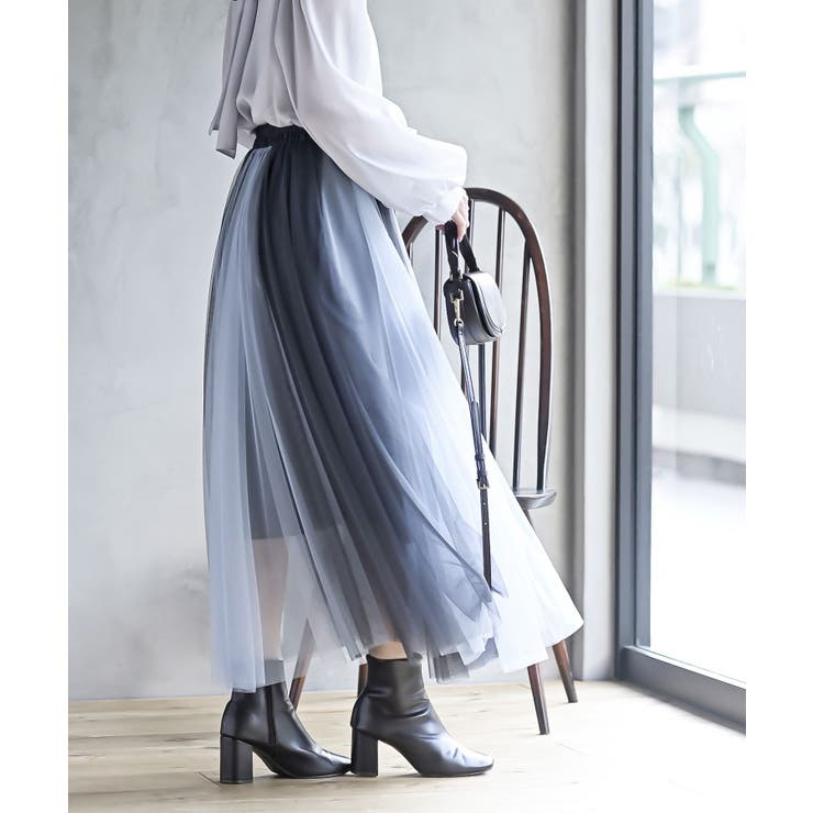 ウエストリボンチュール配色ロングスカート | rps | 詳細画像31 