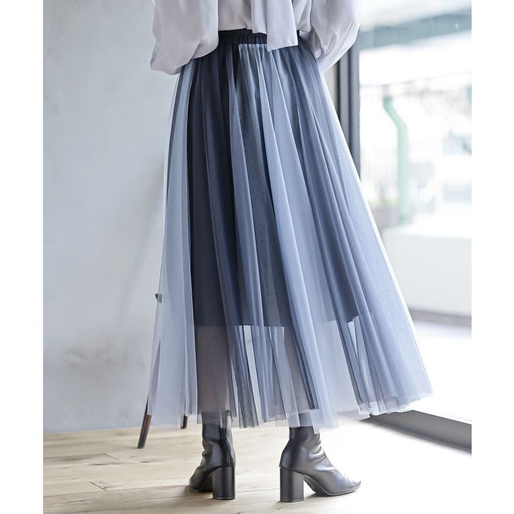 ウエストリボンチュール配色ロングスカート | rps | 詳細画像34 