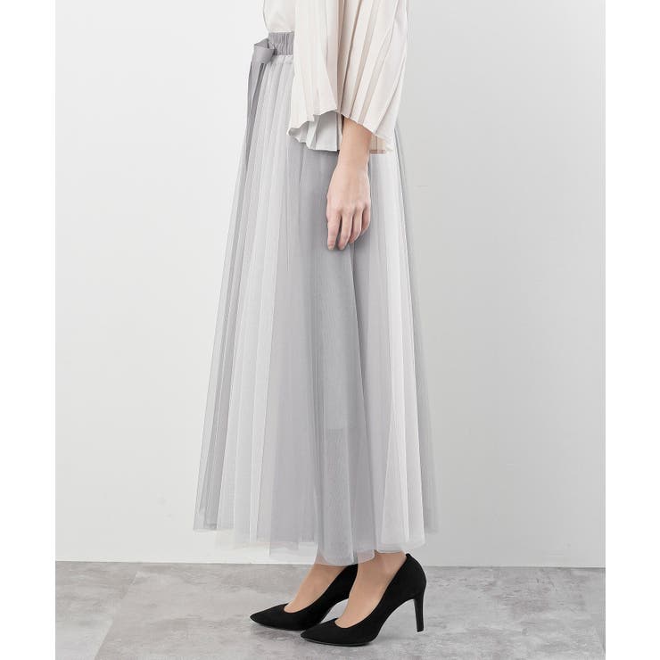 ウエストリボンチュール配色ロングスカート | rps | 詳細画像37 