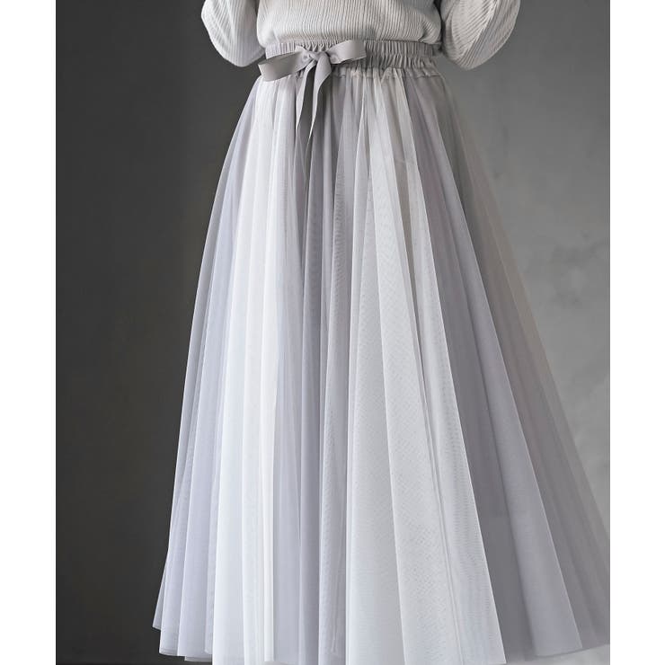 ウエストリボンチュール配色ロングスカート | rps | 詳細画像6 