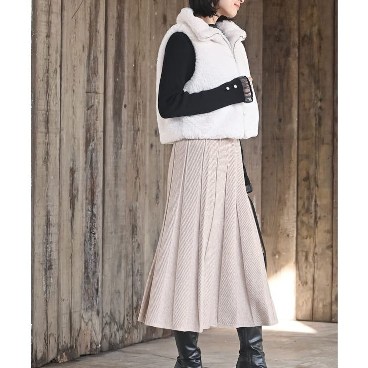 縦柄ニットフレアースカート | rps | 詳細画像22 