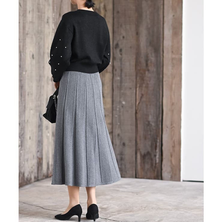 縦柄ニットフレアースカート | rps | 詳細画像4 