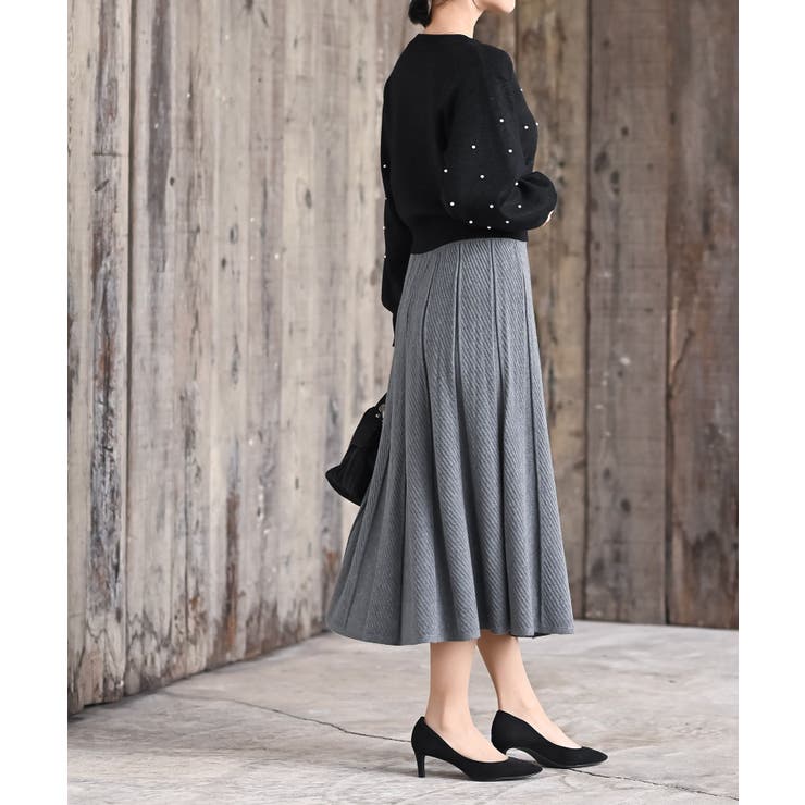 縦柄ニットフレアースカート | rps | 詳細画像5 