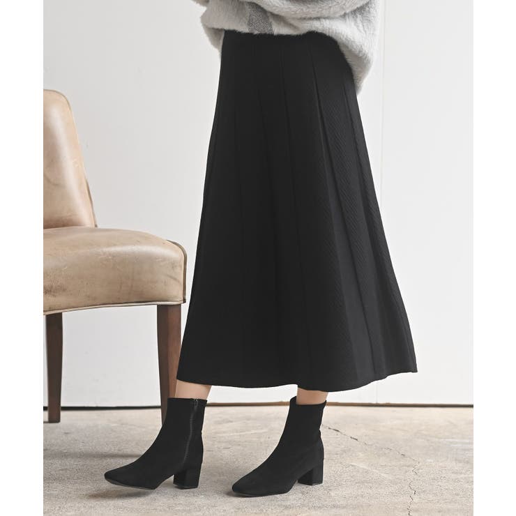 ブラック | 縦柄ニットフレアースカート | rps